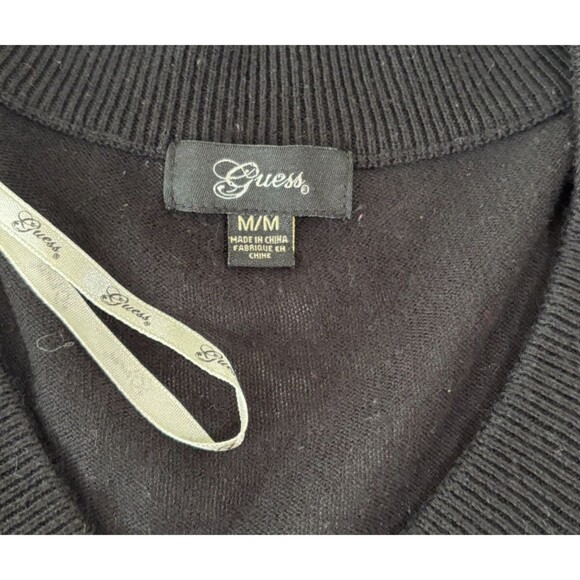 VTG Guess Argyle Sweater Women M Black Gold V-Neck Old Money Preppy Y2K Academia - Picture 6 of 7